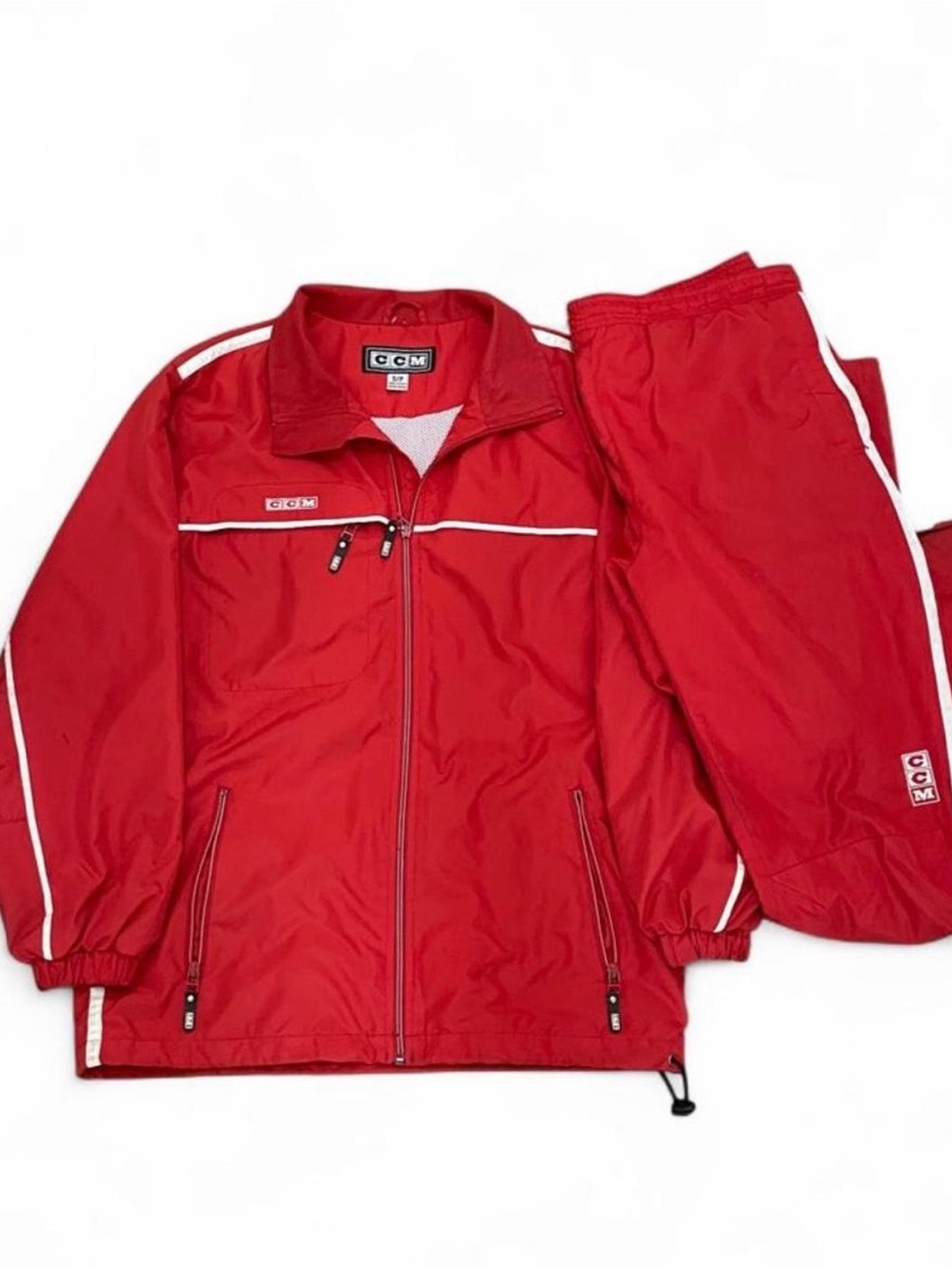CCM Kids Red Jacket and Pants Rain Set with White Trim